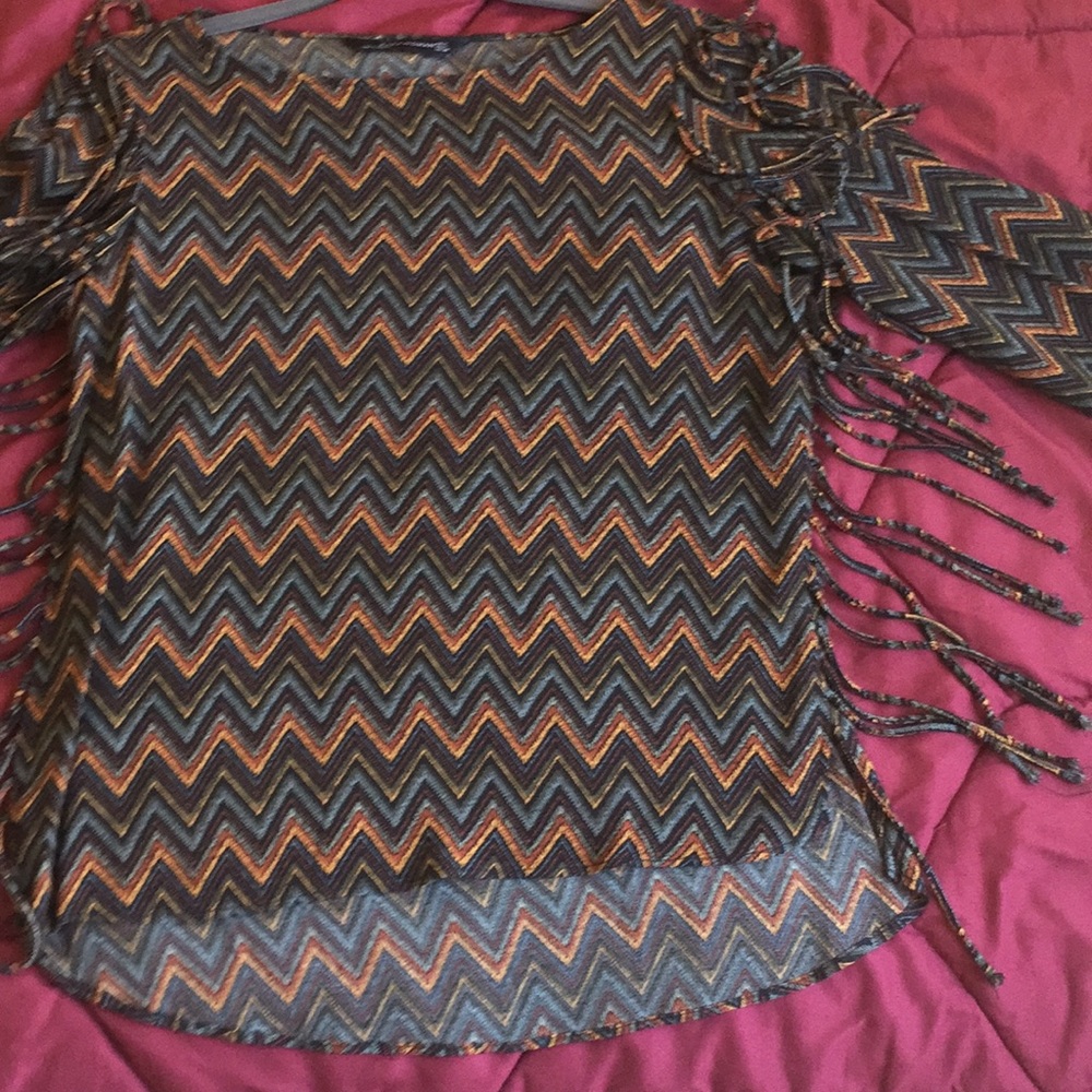 Top zara long sleeves with fringes